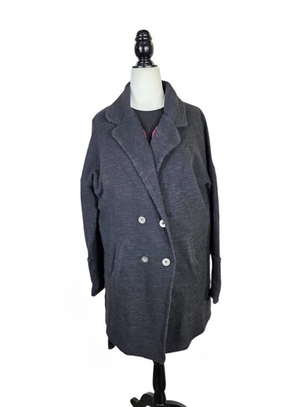 Free people Double-Breasted Pea Coat in Gray Size Small